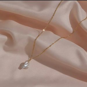 Irregular Freshwater Pearl Gold Plated Chunky Link Chain Layered Necklace